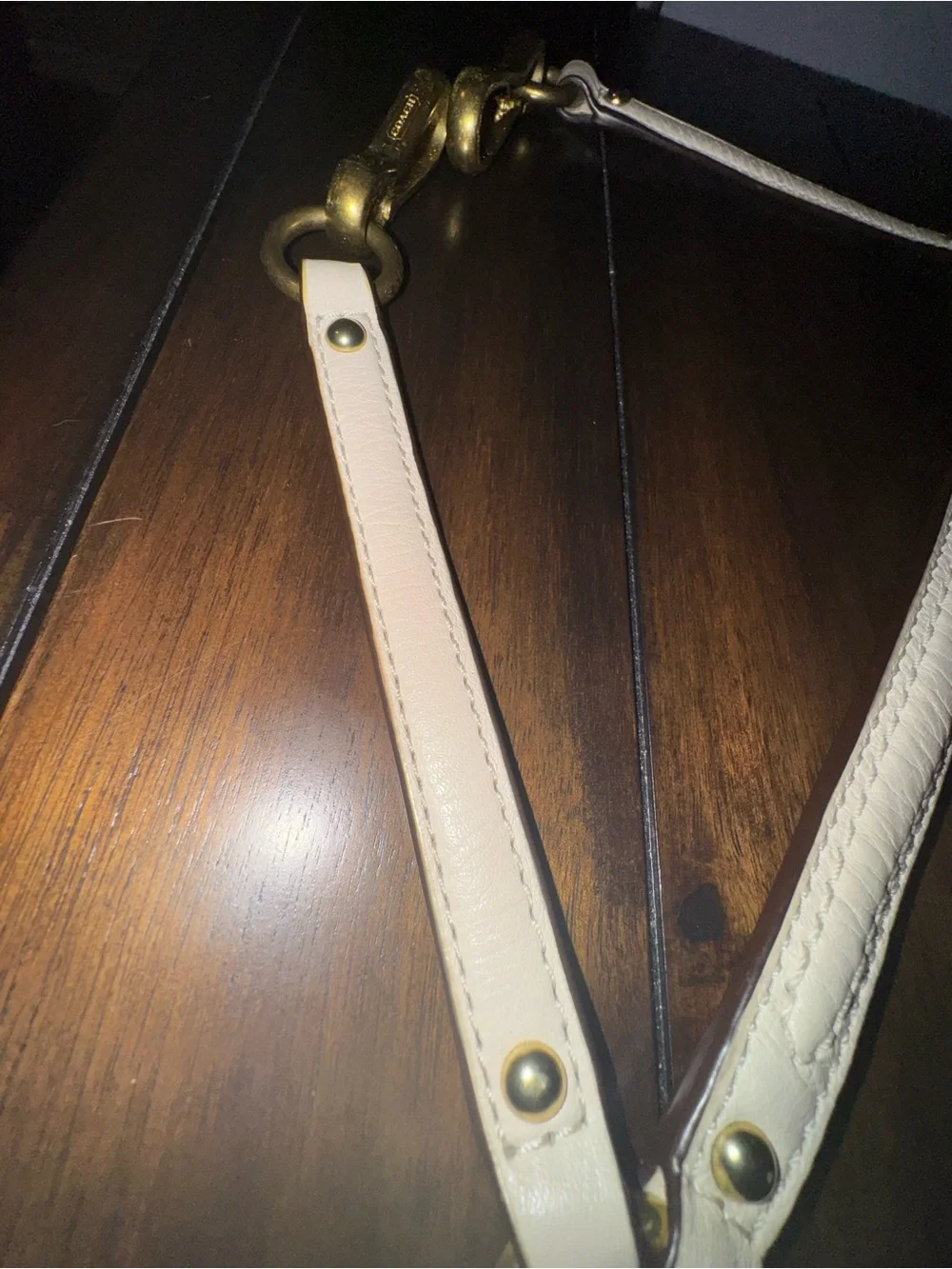 Coach Leather Shoulder Strap with Brass Hardware